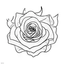 growth script, rose, stem  tattoo design idea