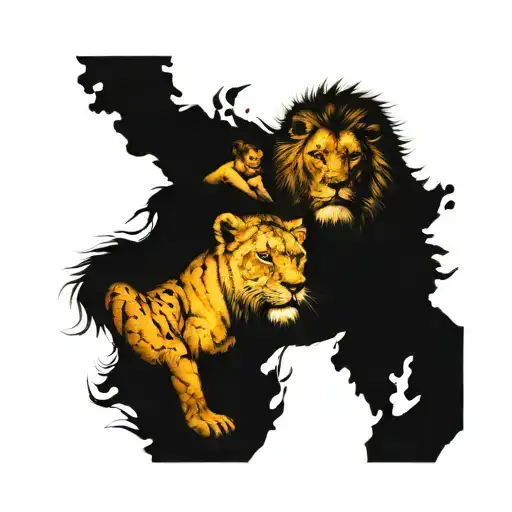 TATUAJES PARA EL ANTE BRAZO CON LEON CON SU HIJO ENTRE tattoo design idea