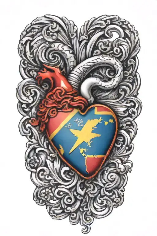 HEART BRACELET WITH VENEZUELA FLAG tattoo design idea