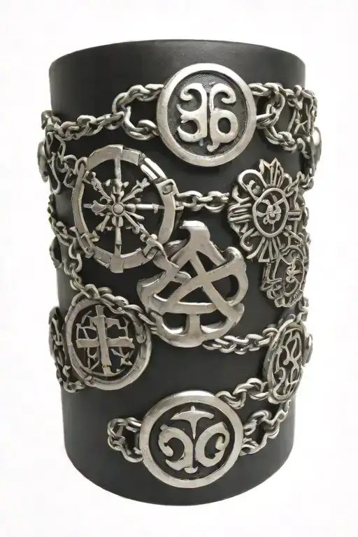 BRACELET WITH LUCKY SYMBOLS tattoo design idea