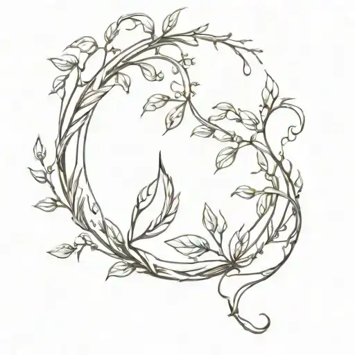 A minimalist design of a lucky horseshoe intertwined with delicate branches tattoo design idea