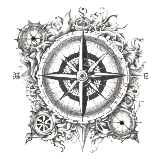 the symmetrical compass tattoo design idea