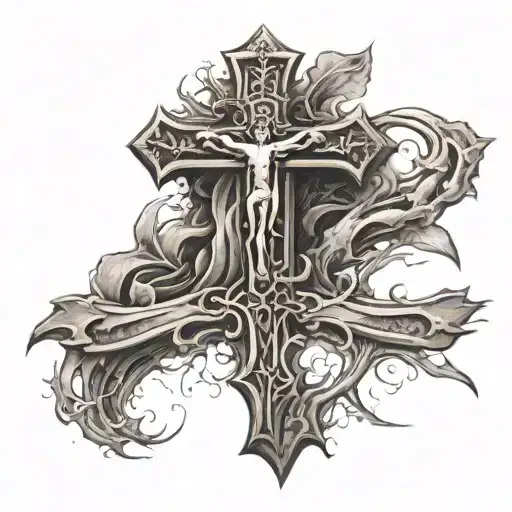 CROSS on the thigh tattoo design idea