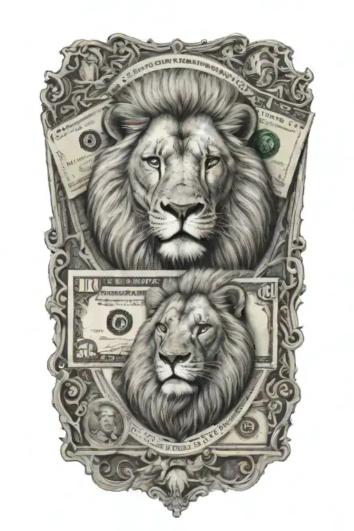 DOLAR CON LEON COMPLETO CON tattoo design idea