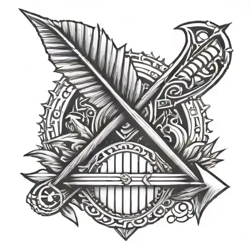 A detailed arrow design with a basket motif tattoo design idea