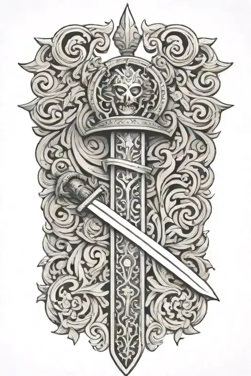 roman warrior sword with tattoo design idea