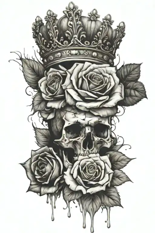 BRACELET OF ROSES AND CROWN IN tattoo design idea