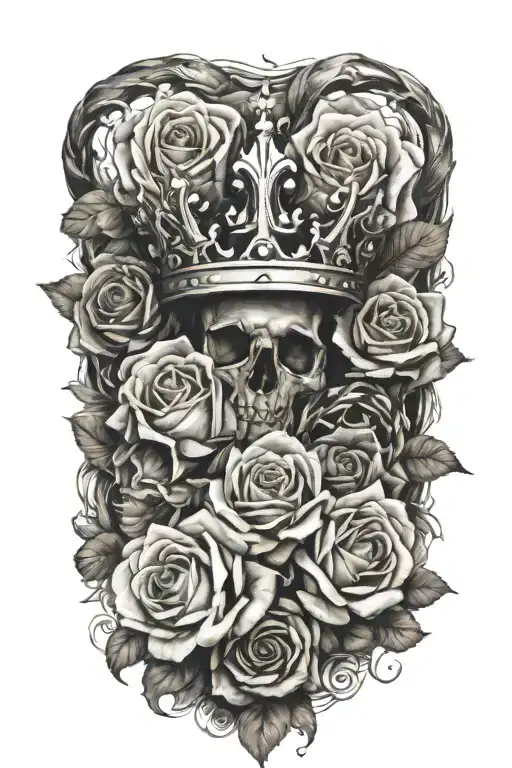 BRACELET OF ROSES AND CROWN IN tattoo design idea