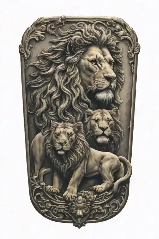 cinturon de Orion holding lion tattoo design idea