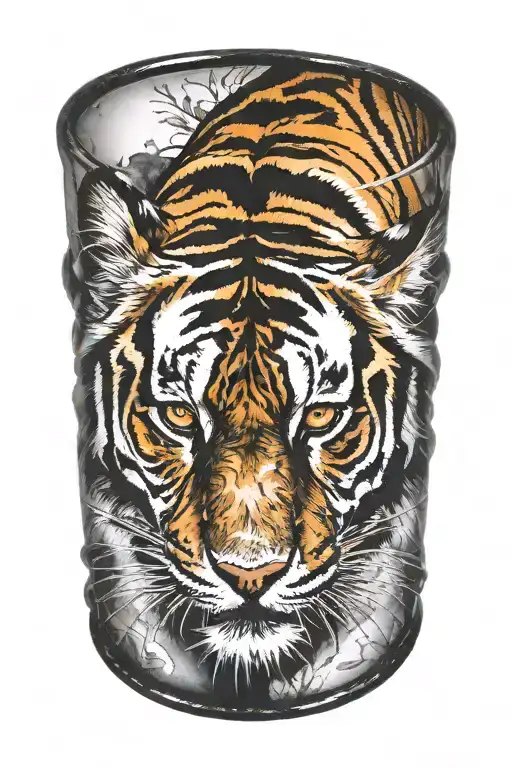 BRACELET WITH TIGER PAINTING STYLE mixed tattoo design idea