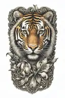 BRACELET WITH TIGER PAINTING STYLE mixed bouquet of tulip tattoo design idea