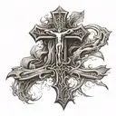 CROSS on the thigh tattoo design idea