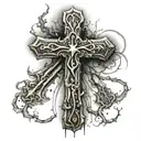 CROSS on the thigh tattoo design idea