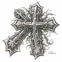 CROSS on the thigh tattoo design idea
