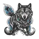 WOLF WITH BLUE EYES IN ALASKA tattoo design idea