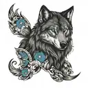 WOLF WITH BLUE EYES IN ALASKA tattoo design idea