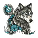 WOLF WITH BLUE EYES IN ALASKA tattoo design idea