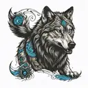 WOLF WITH BLUE EYES IN ALASKA tattoo design idea