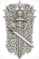 roman warrior sword with tattoo design idea