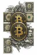bitcoin gold and dollar representing freedom tattoo design idea