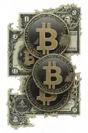bitcoin gold and dollar representing freedom tattoo design idea
