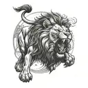 A lion roaring at the sun, capturing a moment of fierce determination and courage tattoo design idea
