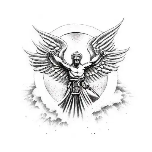 Saint Michael falling the sky tattoo design idea