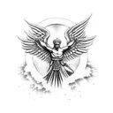 Saint Michael falling the sky tattoo design idea