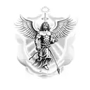 Saint Michael falling the sky tattoo design idea