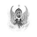 Saint Michael falling the sky tattoo design idea