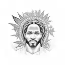 Black Jesus with MArijuana cannabis tattoo design idea