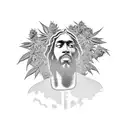 Black Jesus with MArijuana cannabis tattoo design idea