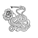 snake bitting a dagger with roses tattoo design idea