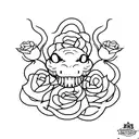 snake bitting a dagger with roses tattoo design idea