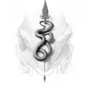 snake bitting a dagger tattoo design idea