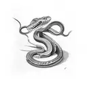 snake bitting a dagger tattoo design idea