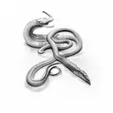 snake bitting a dagger tattoo design idea