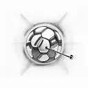 A black and grey tattoo of a soccer player kicking a music note instead of a ball tattoo design idea