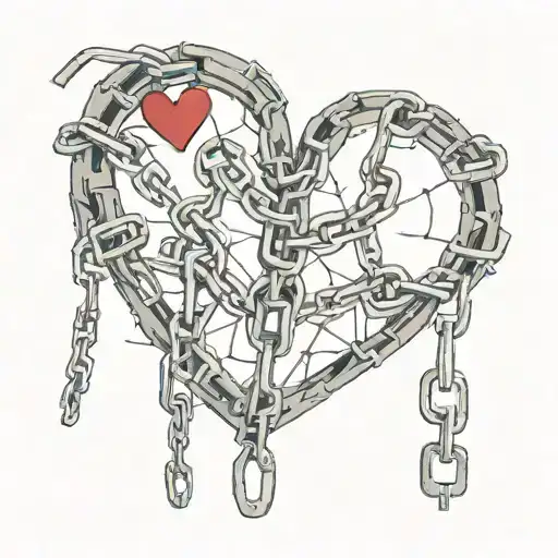 broken heart, addiction,binding chains , hate everything else? tattoo design idea