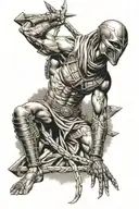 egyption alien ninja warrior tattoo design idea