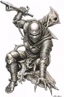 egyption alien ninja warrior tattoo design idea