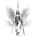 Warrior angel leading soldiers into battle tattoo design idea