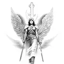 Warrior angel leading soldiers into battle tattoo design idea