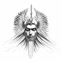 Warrior angel leading soldiers into battle tattoo design idea