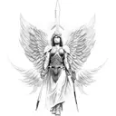 Warrior angel leading soldiers into battle tattoo design idea
