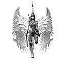 Warrior angel leading soldiers into battle tattoo design idea
