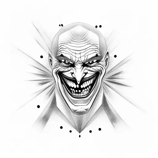 joker face, laughing, rhombus eyes tattoo design idea