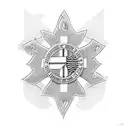 Chicago and american flags with Chicago Fire Department Maltese Cross tattoo design idea