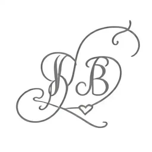 initials JB with a heart and 143 engraved tattoo design idea