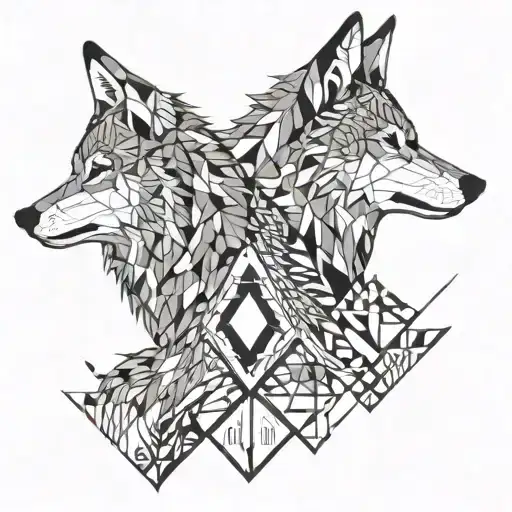 Two wolves howling at each other Each mirror tattoo design idea